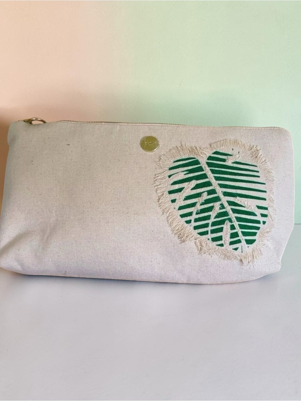 Dabney Lee Tropical Leaf Canvas Cosmetic Bag Travel Pouch NWT